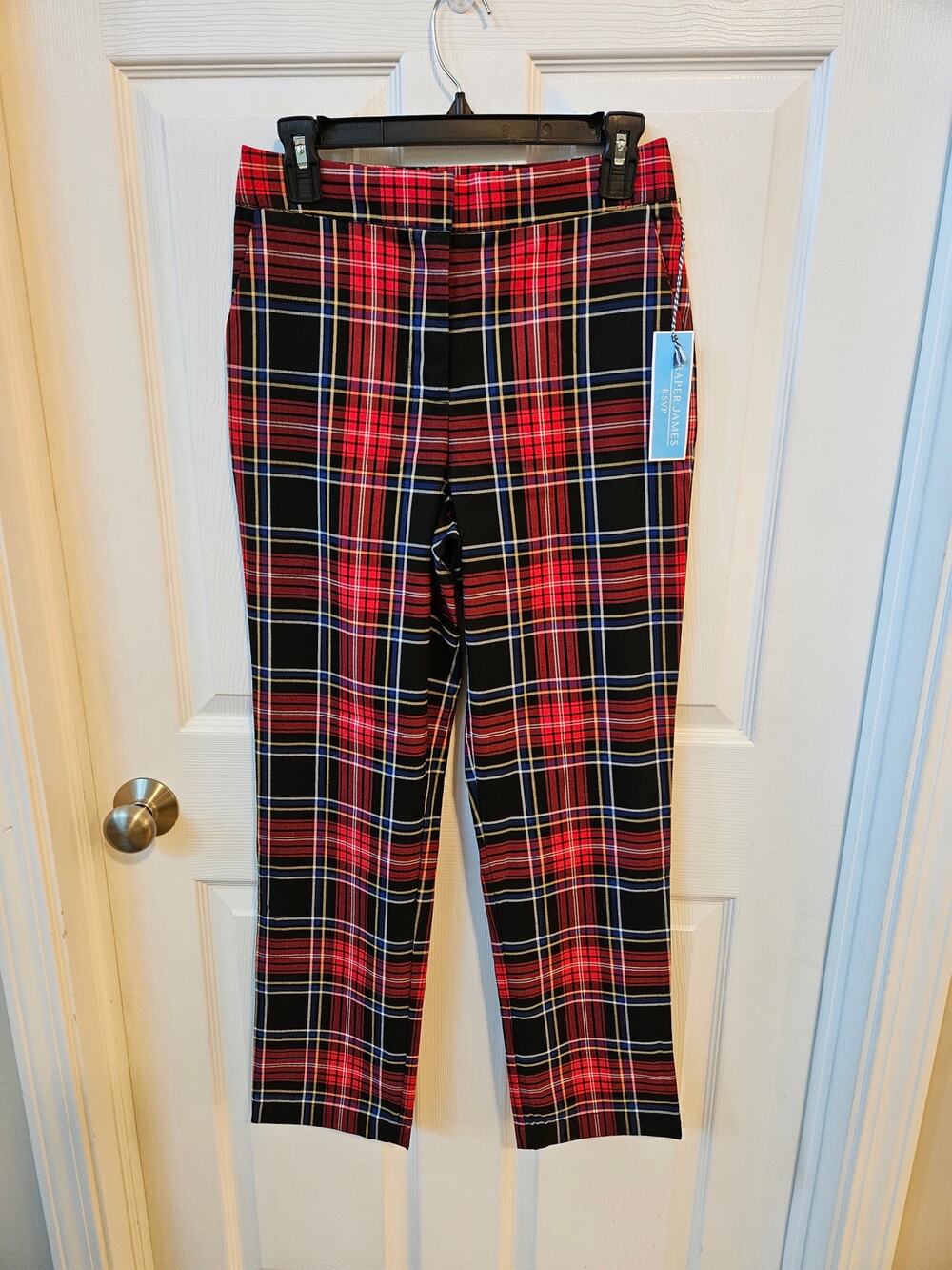 Draper James RSVP Plaid Ankle Pants Women’s Small Red Black Tartan Stretch NWT